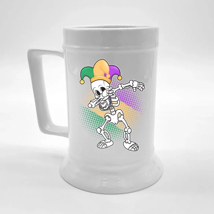 Dabbing Mardi Gras Skeleton Front & Back Beer Stein