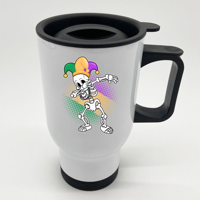 Dabbing Mardi Gras Skeleton Front & Back Stainless Steel Travel Mug