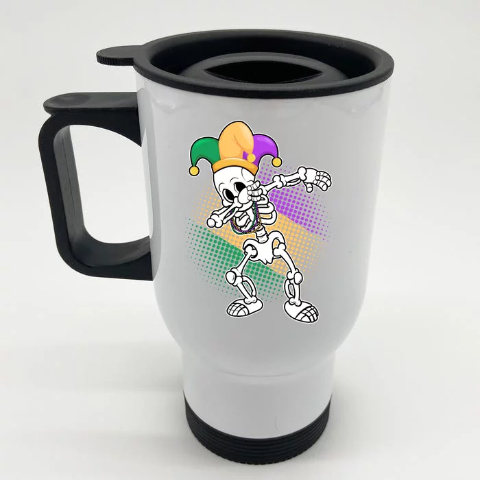 Dabbing Mardi Gras Skeleton Front & Back Stainless Steel Travel Mug