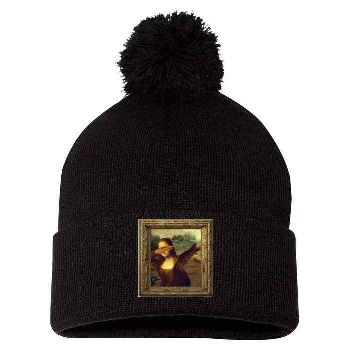 Dabbing Mona Lisa Pom Pom 12in Knit Beanie