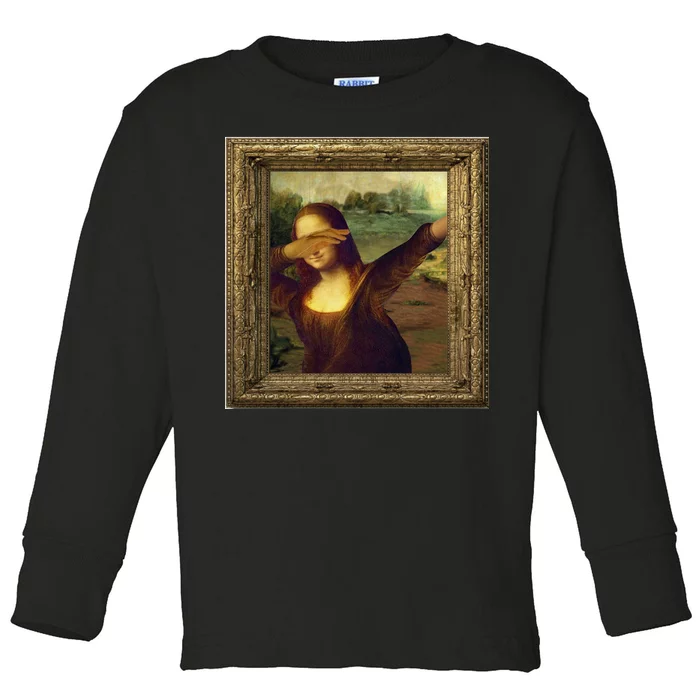 Dabbing Mona Lisa Toddler Long Sleeve Shirt