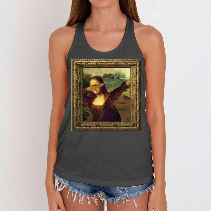 Dabbing Mona Lisa Women's Knotted Racerback Tank