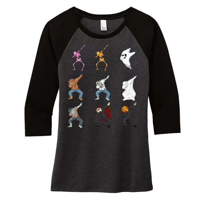 Dabbing Monsters Women's Tri-Blend 3/4-Sleeve Raglan Shirt