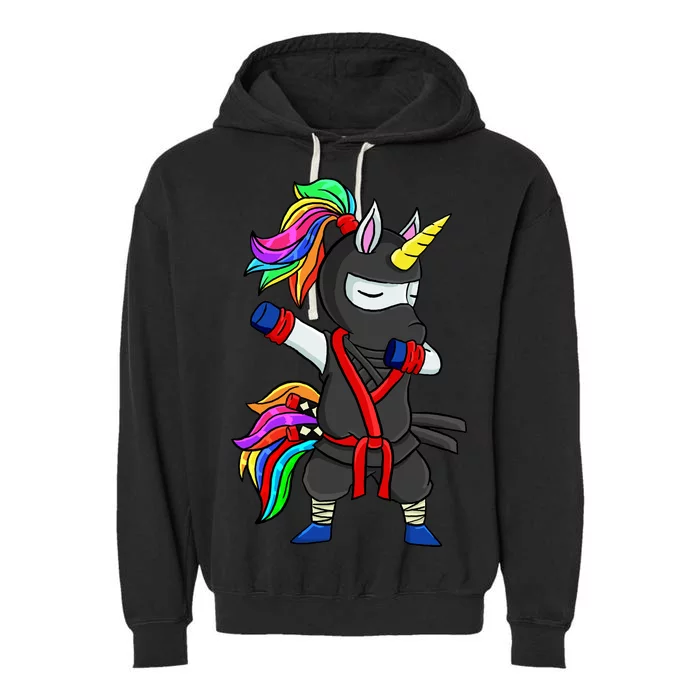 Dabbing ninja unicorn Garment-Dyed Fleece Hoodie