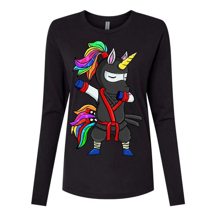 Dabbing ninja unicorn Womens Cotton Relaxed Long Sleeve T-Shirt