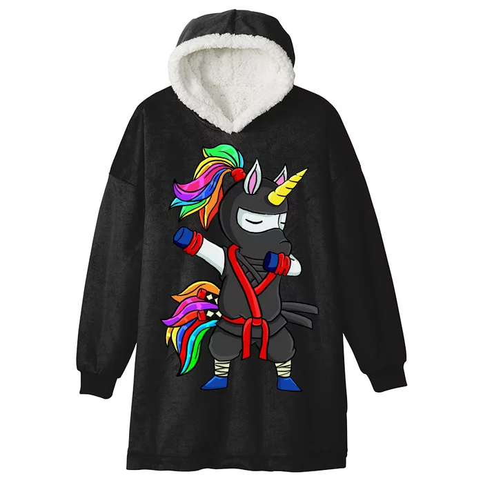 Dabbing ninja unicorn Hooded Wearable Blanket