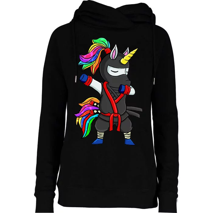 Dabbing ninja unicorn Womens Funnel Neck Pullover Hood