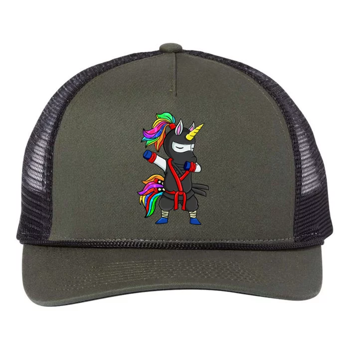 Dabbing ninja unicorn Retro Rope Trucker Hat Cap