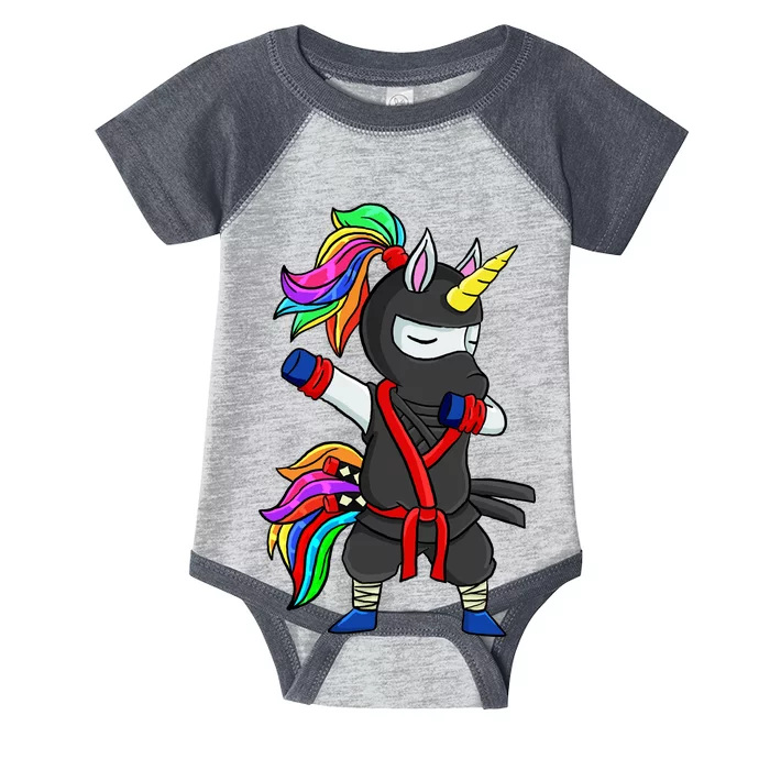 Dabbing ninja unicorn Infant Baby Jersey Bodysuit