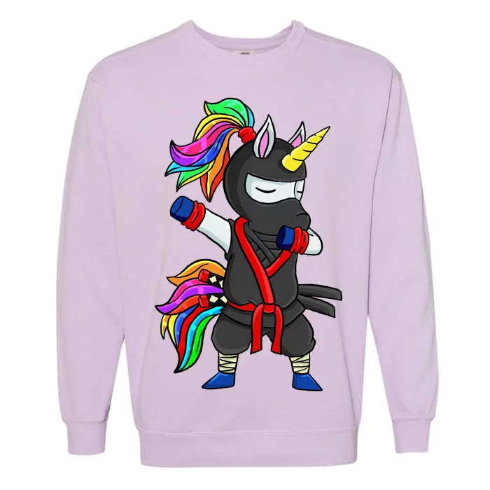 Dabbing ninja unicorn Garment-Dyed Sweatshirt