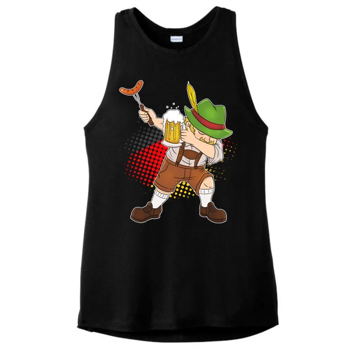 Dabbing Oktoberfest Guy Ladies Tri-Blend Wicking Tank