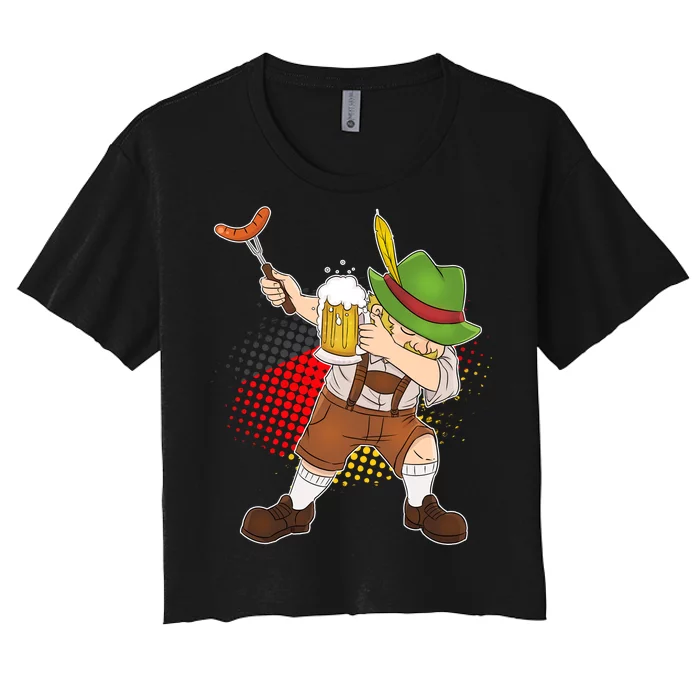 Dabbing Oktoberfest Guy Women's Crop Top Tee