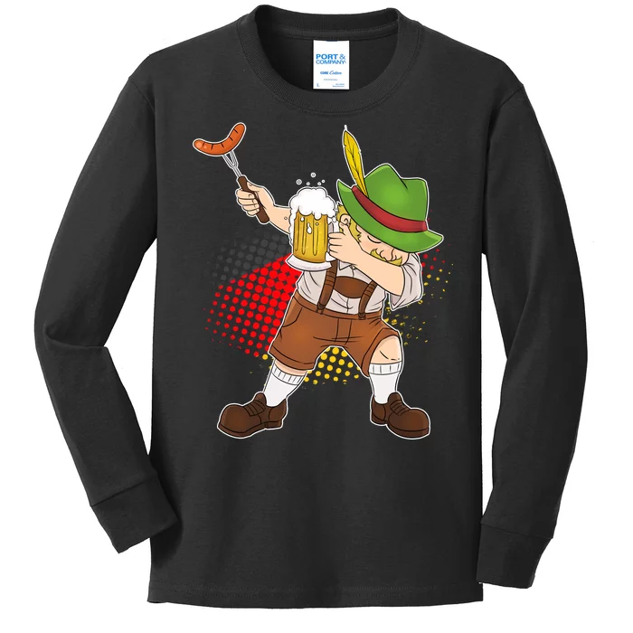 Dabbing Oktoberfest Guy Kids Long Sleeve Shirt