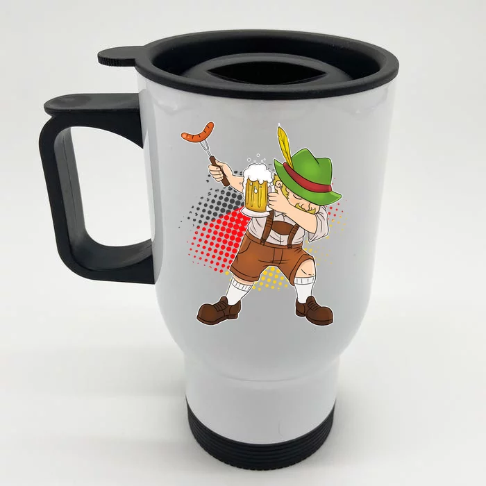 Dabbing Oktoberfest Guy Front & Back Stainless Steel Travel Mug