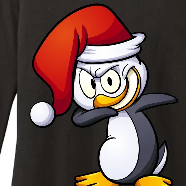 Dabbing Penguin Christmas Santa Hat Womens CVC Long Sleeve Shirt