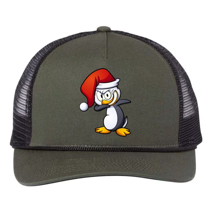 Dabbing Penguin Christmas Santa Hat Retro Rope Trucker Hat Cap