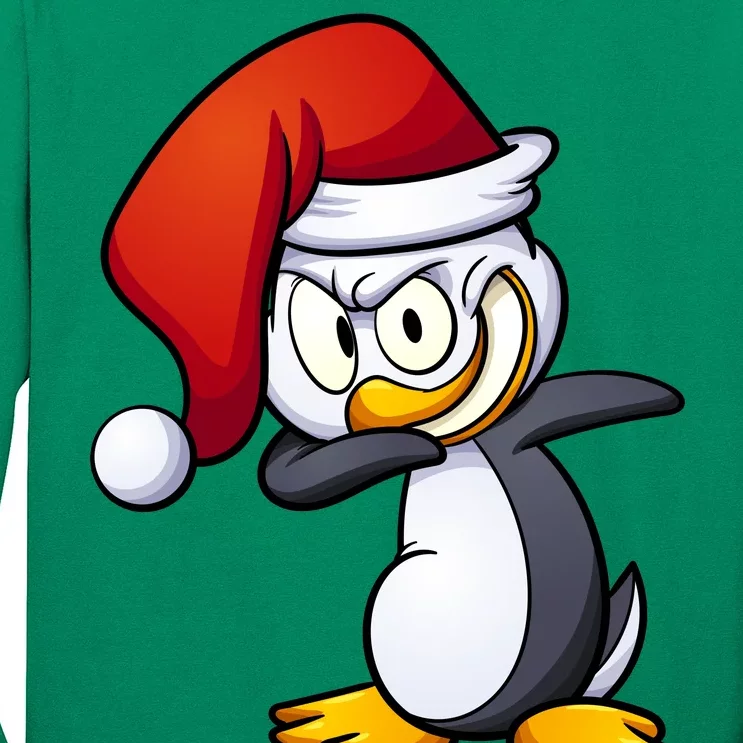 Dabbing Penguin Christmas Santa Hat Long Sleeve Shirt