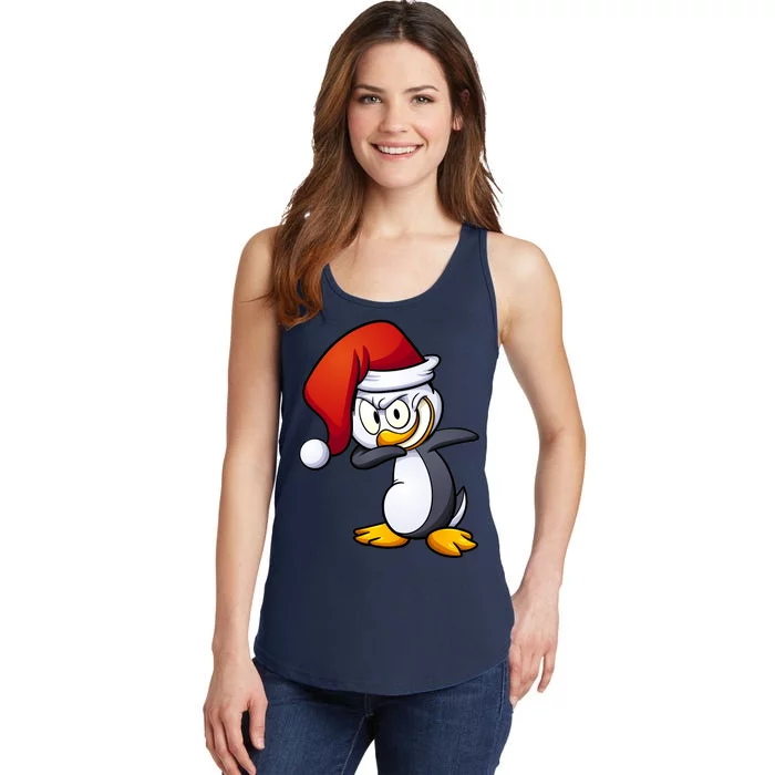 Dabbing Penguin Christmas Santa Hat Ladies Essential Tank