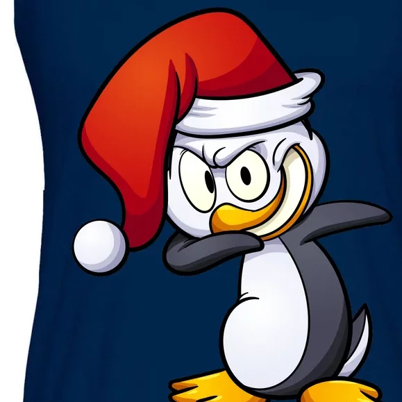 Dabbing Penguin Christmas Santa Hat Ladies Essential Flowy Tank