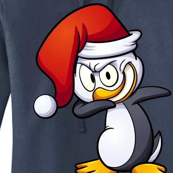 Dabbing Penguin Christmas Santa Hat Women's Pullover Hoodie