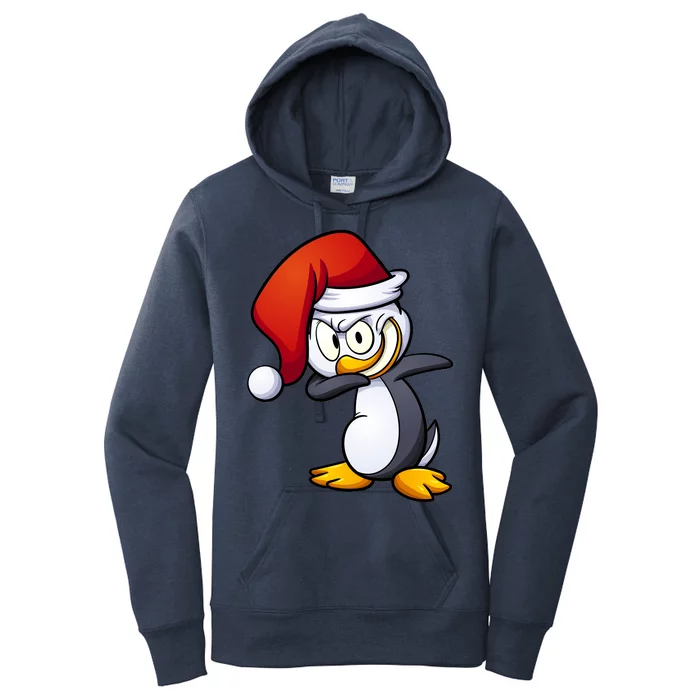 Dabbing Penguin Christmas Santa Hat Women's Pullover Hoodie