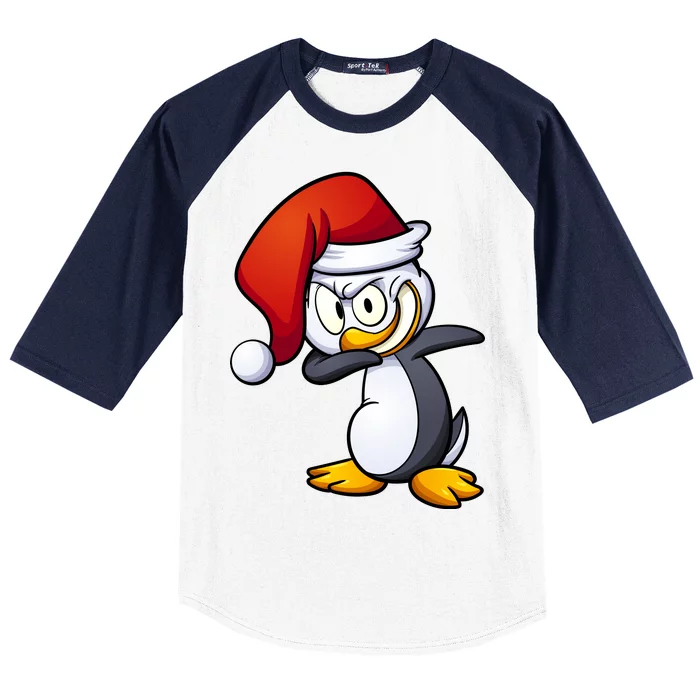 Dabbing Penguin Christmas Santa Hat Baseball Sleeve Shirt