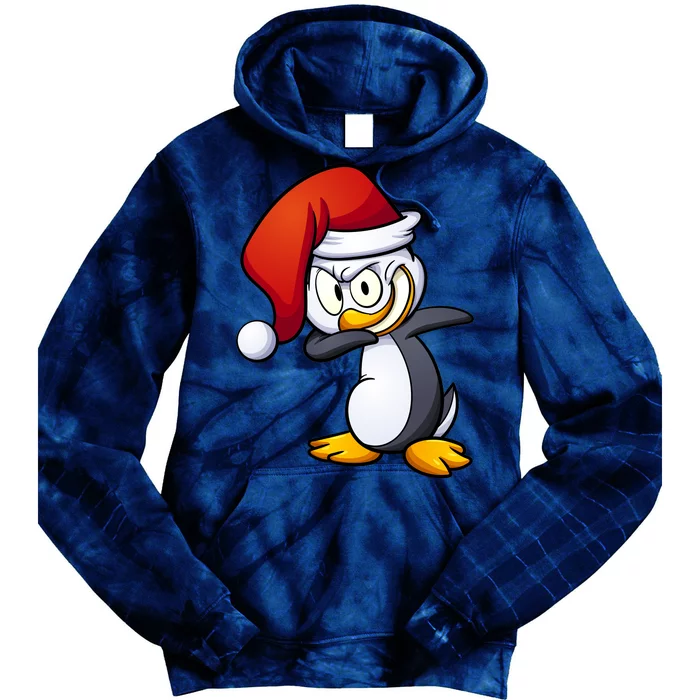 Dabbing Penguin Christmas Santa Hat Tie Dye Hoodie