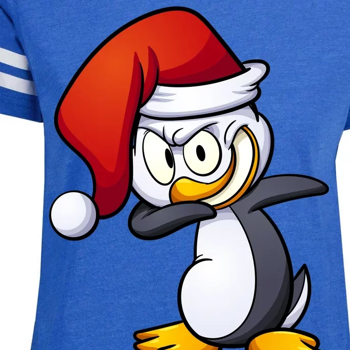 Dabbing Penguin Christmas Santa Hat Enza Ladies Jersey Football T-Shirt