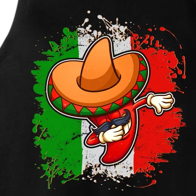 Dabbing Pepper Cinco de Mayo Ladies Tri-Blend Wicking Tank