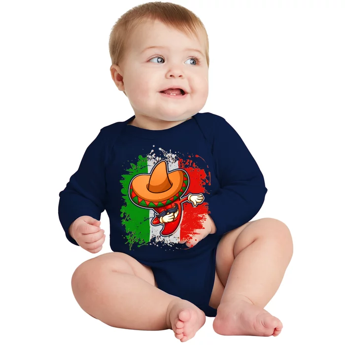 Dabbing Pepper Cinco de Mayo Baby Long Sleeve Bodysuit