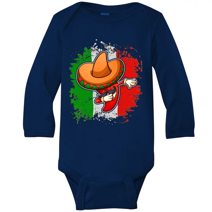 Dabbing Pepper Cinco de Mayo Baby Long Sleeve Bodysuit