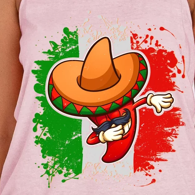 Dabbing Pepper Cinco de Mayo Women's Knotted Racerback Tank