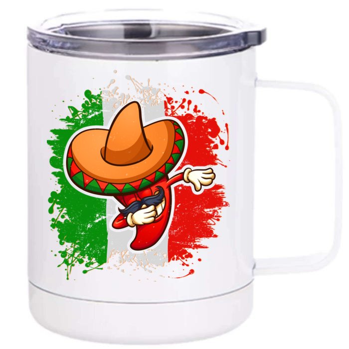 Dabbing Pepper Cinco de Mayo Front & Back 12oz Stainless Steel Tumbler Cup