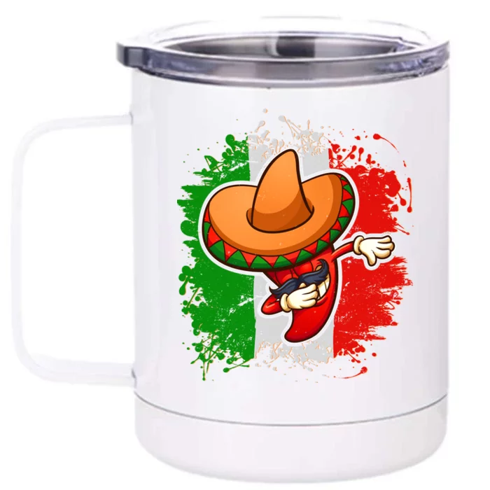 Dabbing Pepper Cinco de Mayo Front & Back 12oz Stainless Steel Tumbler Cup