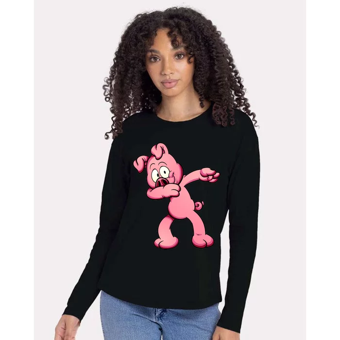 Dabbing Pig Womens Cotton Relaxed Long Sleeve T-Shirt