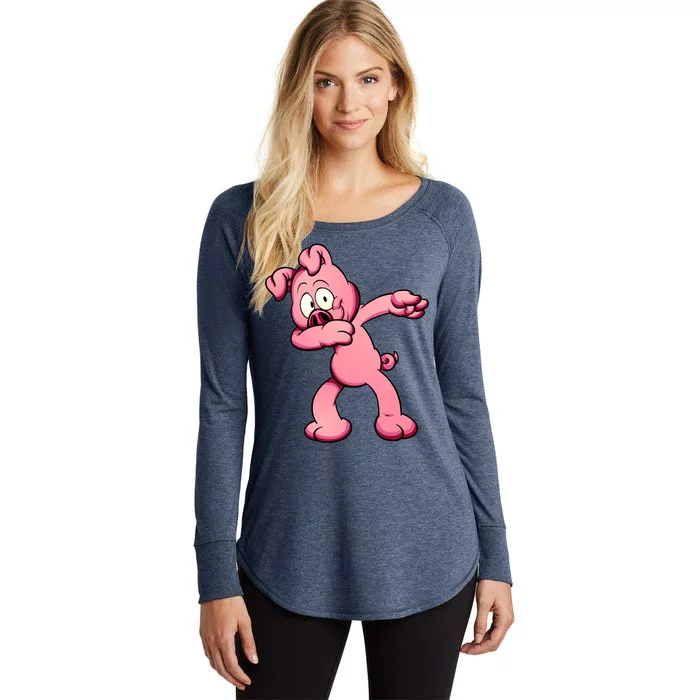 Dabbing Pig Women's Perfect Tri Tunic Long Sleeve Shirt