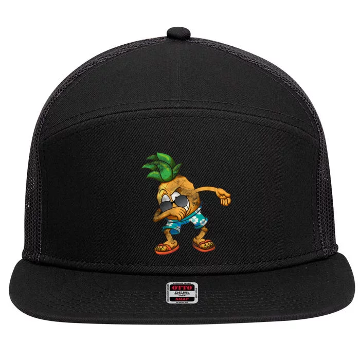 Dabbing Pineapple 7 Panel Mesh Trucker Snapback Hat