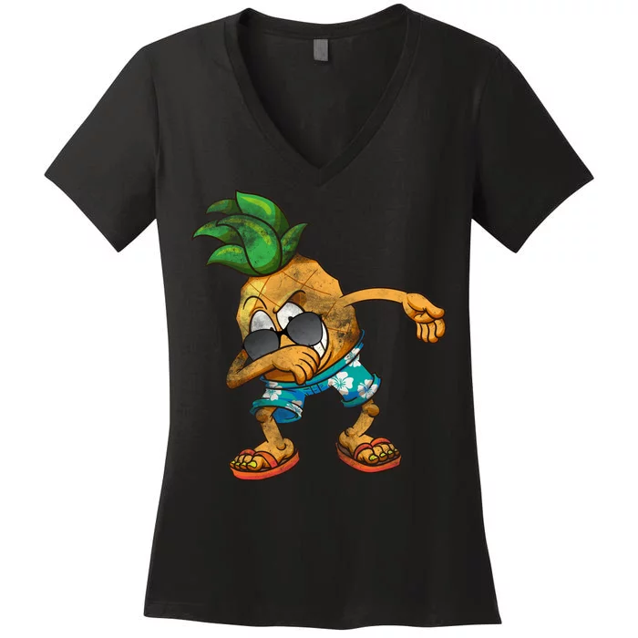 Dabbing Pineapple Women's V-Neck T-Shirt