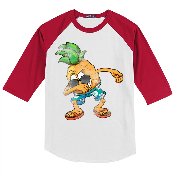 Dabbing Pineapple Kids Colorblock Raglan Jersey