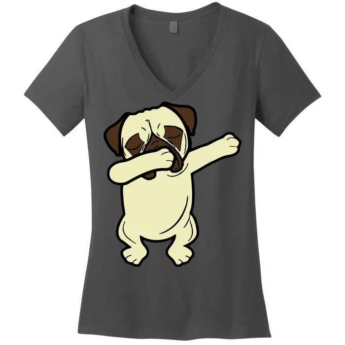 Dabbing Pug Doing the Dab Women's V-Neck T-Shirt