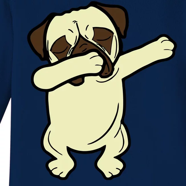 Dabbing Pug Doing the Dab Baby Long Sleeve Bodysuit