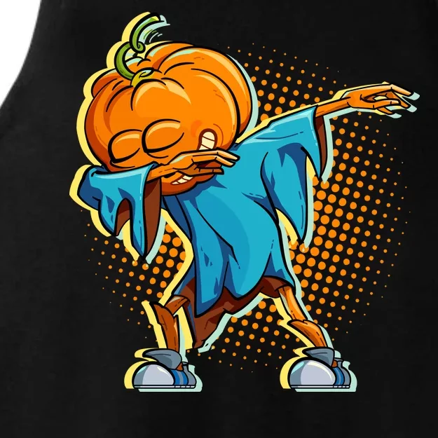 Dabbing Pumpkin Head Cool Funny Halloween Ladies Tri-Blend Wicking Tank