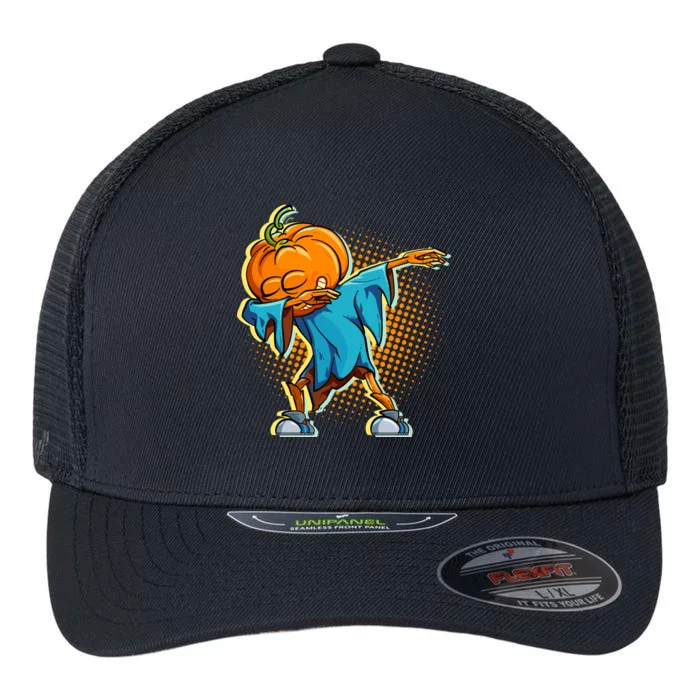 Dabbing Pumpkin Head Cool Funny Halloween Flexfit Unipanel Trucker Cap