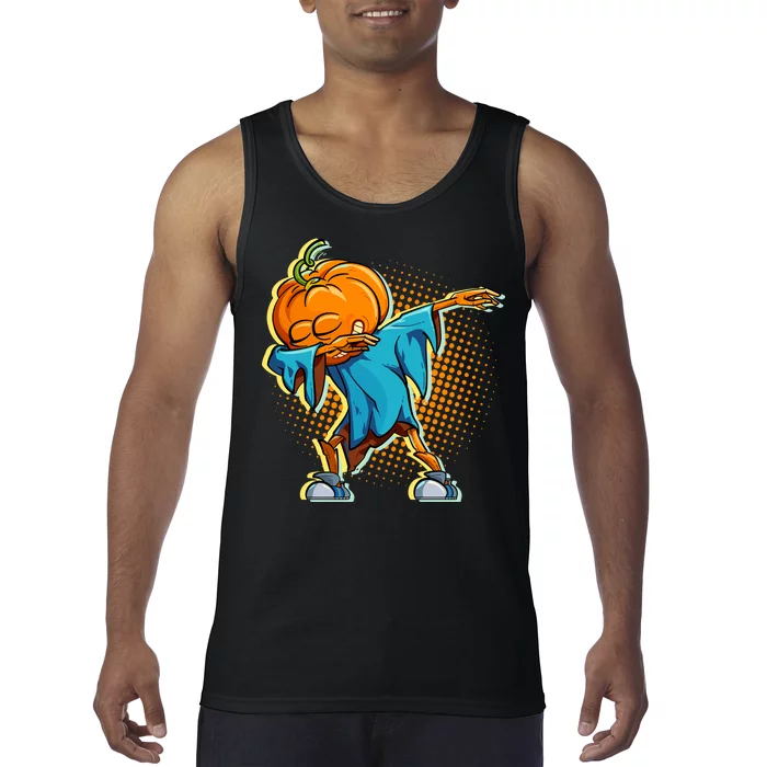 Dabbing Pumpkin Head Cool Funny Halloween Tank Top