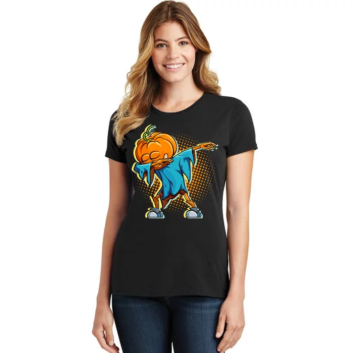 Dabbing Pumpkin Head Cool Funny Halloween Women's T-Shirt