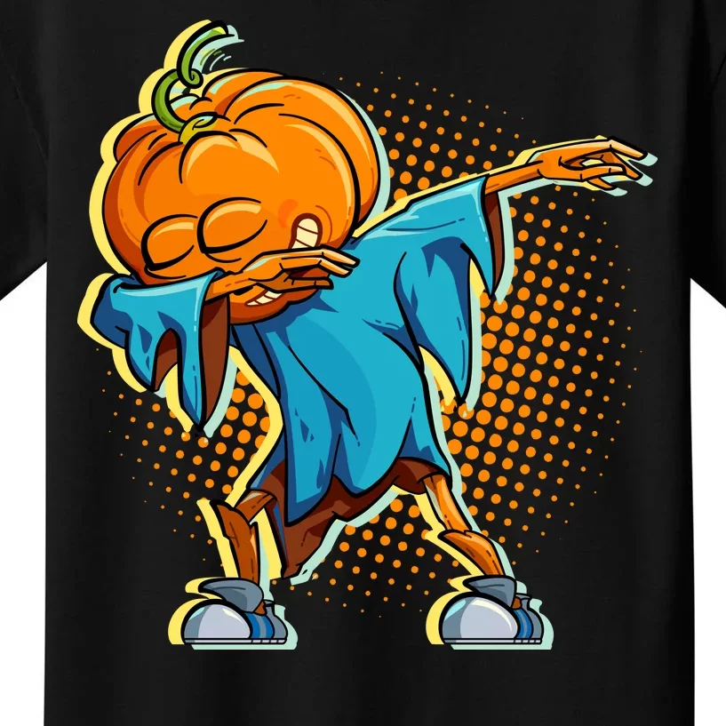 Dabbing Pumpkin Head Cool Funny Halloween Kids T-Shirt