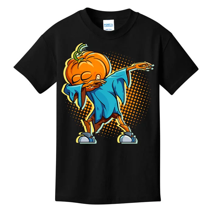 Dabbing Pumpkin Head Cool Funny Halloween Kids T-Shirt