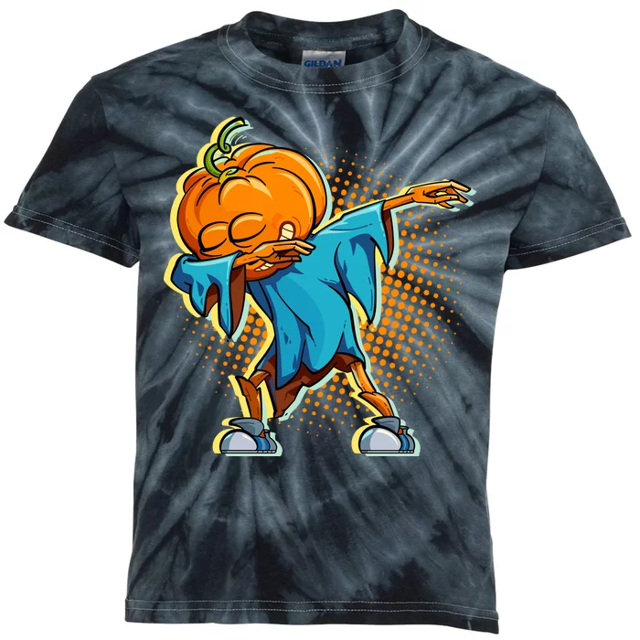 Dabbing Pumpkin Head Cool Funny Halloween Kids Tie-Dye T-Shirt