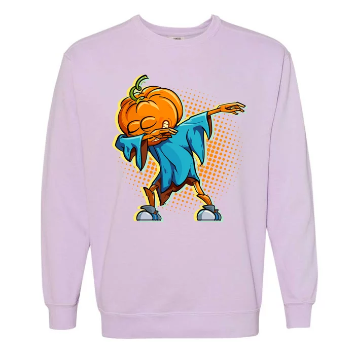 Dabbing Pumpkin Head Cool Funny Halloween Garment-Dyed Sweatshirt