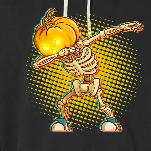 Dabbing Pumpkin Head Skeleton Garment-Dyed Fleece Hoodie